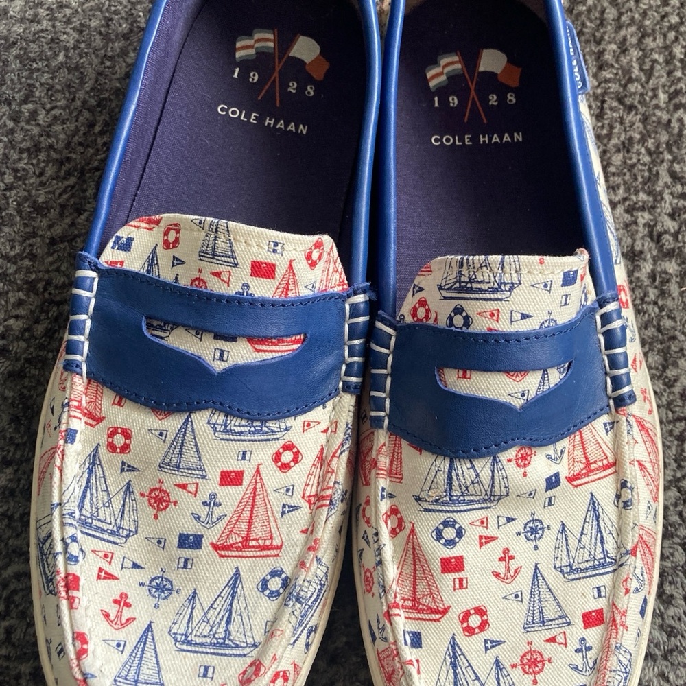 Cole Haan Men's Sailboat Print Loafers - Blue and Red